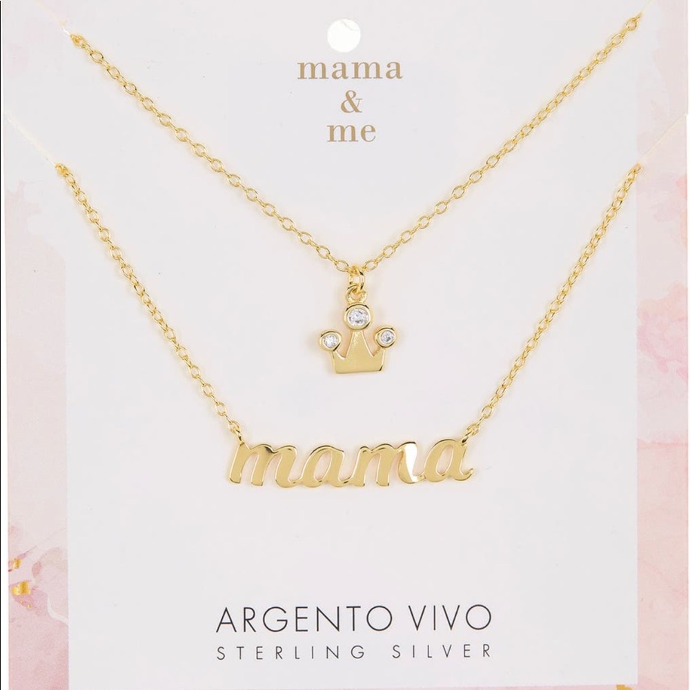 2 Necklaces - Argento Vivo Sterling Silver Mama & Me Pendant Script Necklace